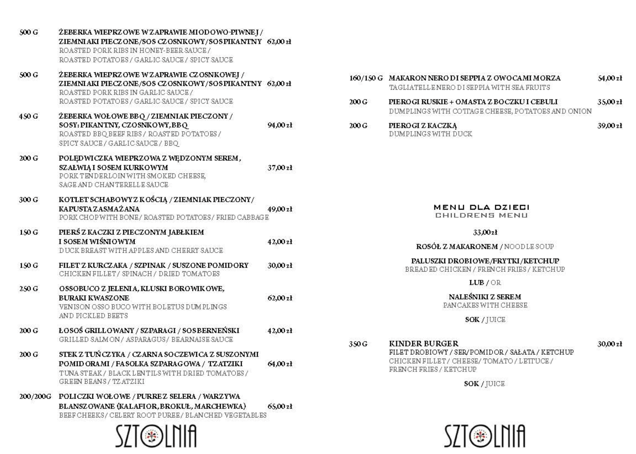 Dania główne i menu dla dzieci